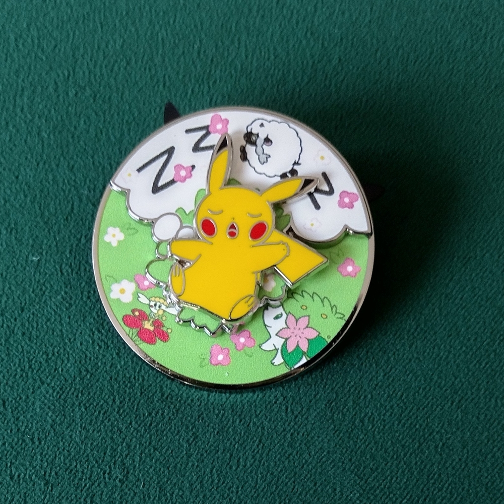 Yellow Pikachu Sleepy Spring Pokemon Spinning Scenes Pin